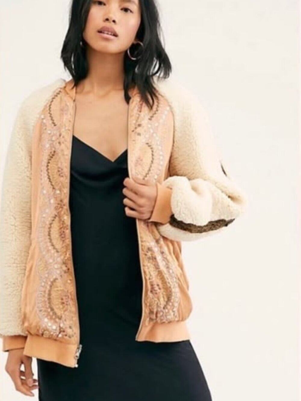 NWT Free People Women's Wicked Games Reversible Jacket Liquid Sand Size XL